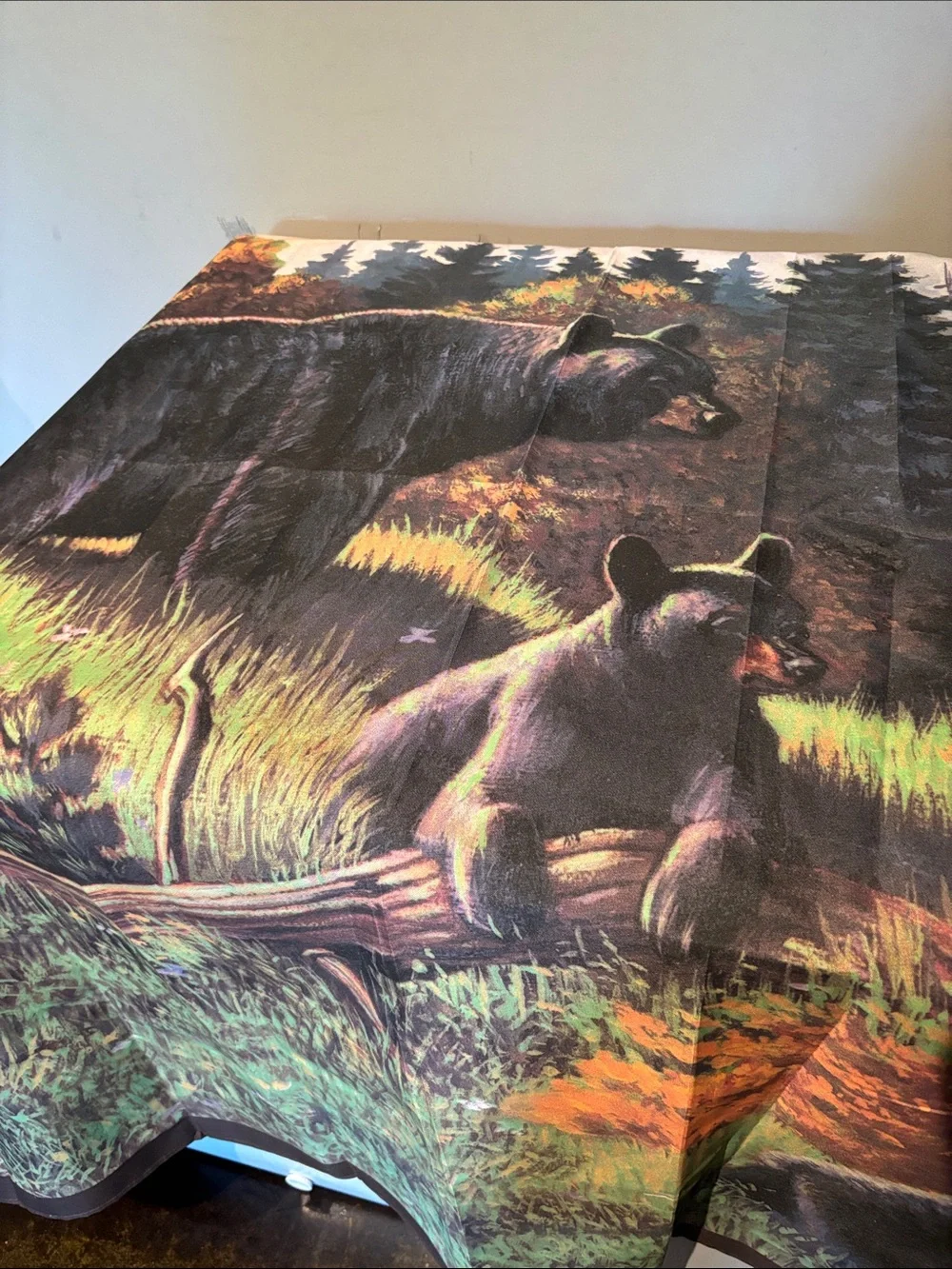 Black Bear Lodge Bear Family Shower Curtain – Rustic Cabin Lodge Bathroom Decor